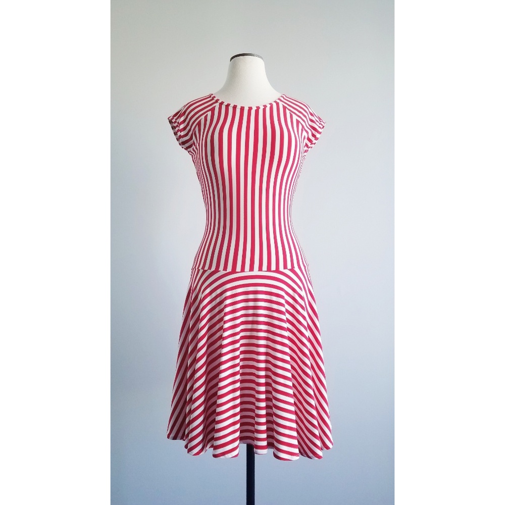 Shabby Apple Red Striped Drop-Waist Baja Dress